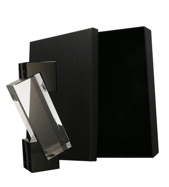 Glass trophy with presentation box