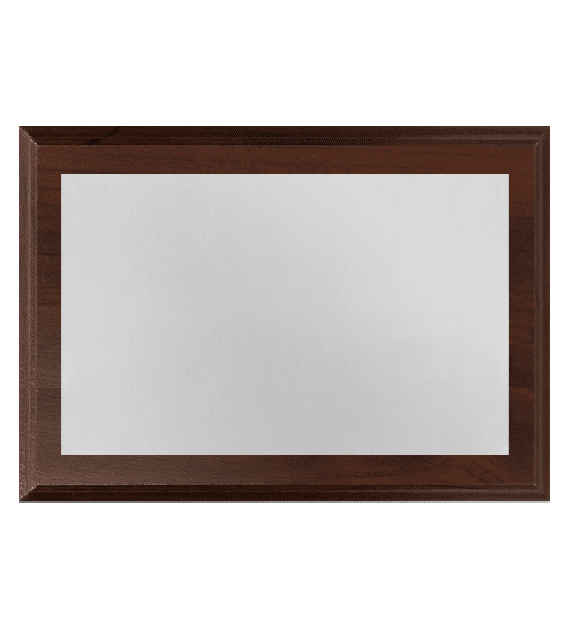 Wooden diploma with engraved silver aluminum plate