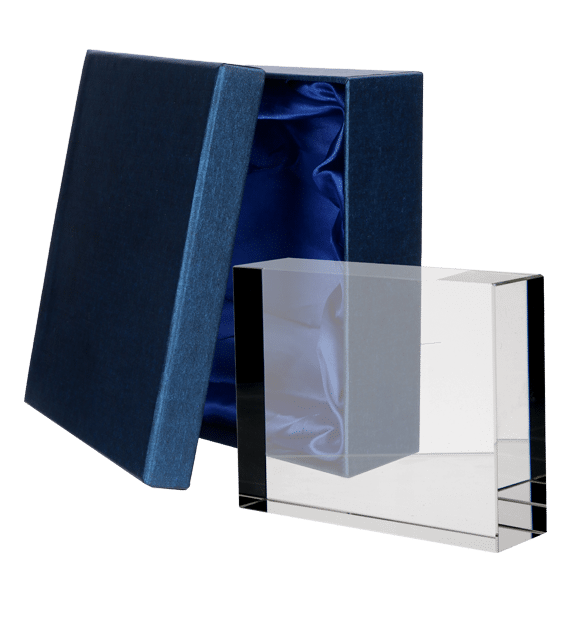 Glass trophy with presentation box