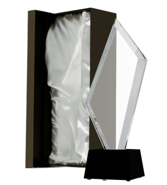 Glass trophy with presentation box
