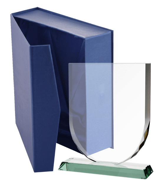 Glass trophy with presentation box