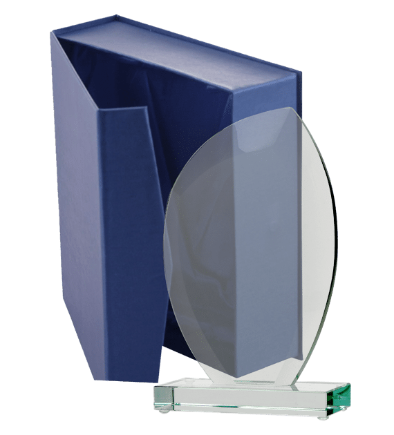 Glass trophy with presentation box