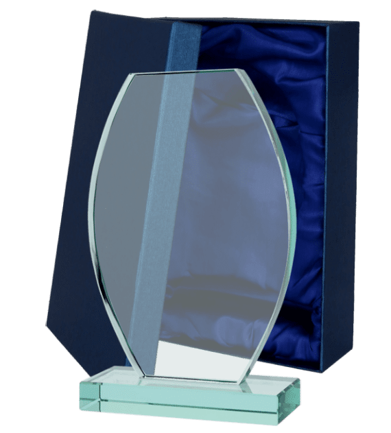 Glass trophy with presentation box
