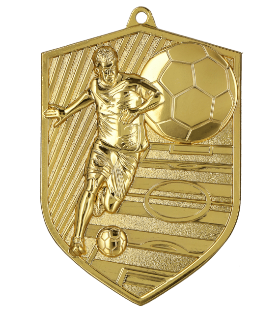 Medal gold 80mm x 60mm - football