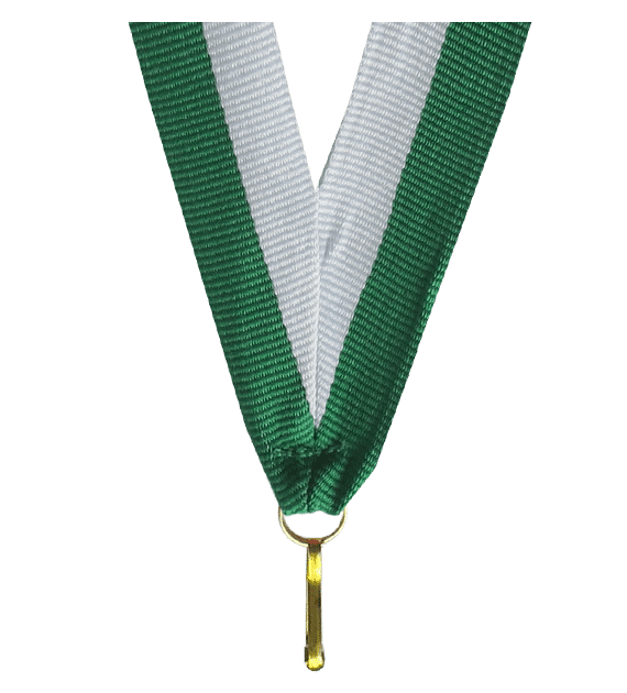 Wstążka 22 mm - biało-zielona