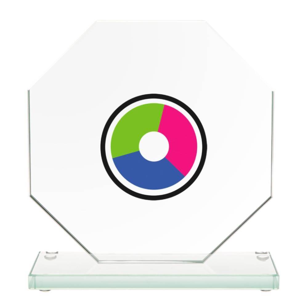 Glass award with UV printing