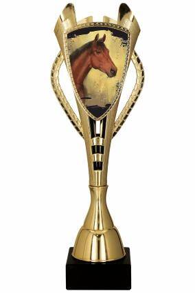 Plastic cup gold - horse riding