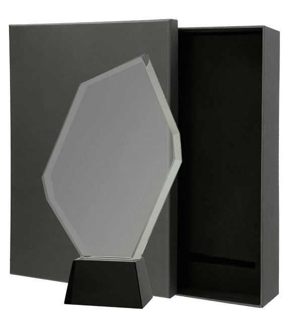 Glass trophy with presentation box