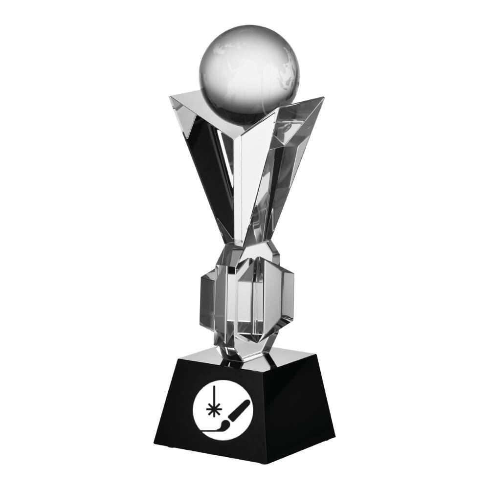 Glass award with engraving and paint filling + presentation box