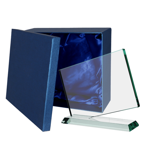 Glass trophy with presentation box