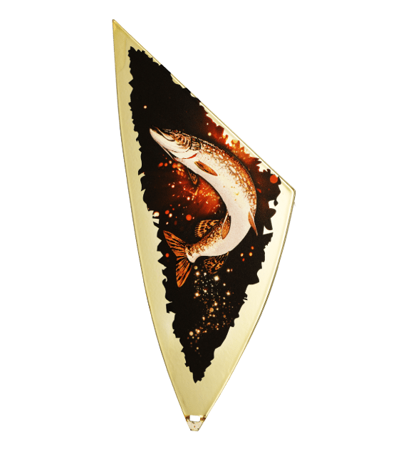 Metal shield with UV print - fishing
