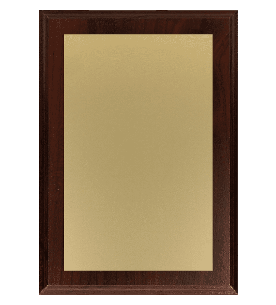 Wooden diploma with engraved gold aluminum plate
