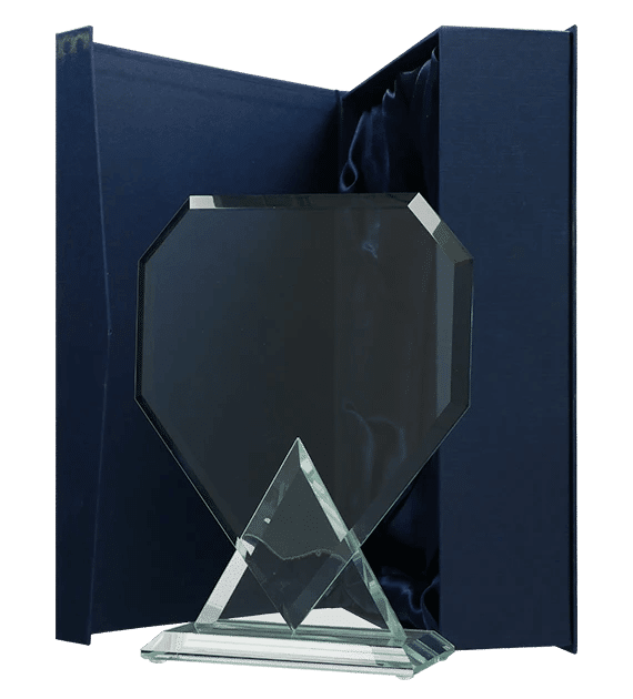 Glass trophy with presentation box