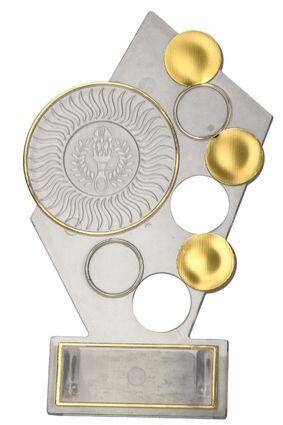 Trofeum plastikowe - Przezroczysto - złote - z miejscem na wklejkę 50/25mm i tabliczkę 50mmX19mm T-M