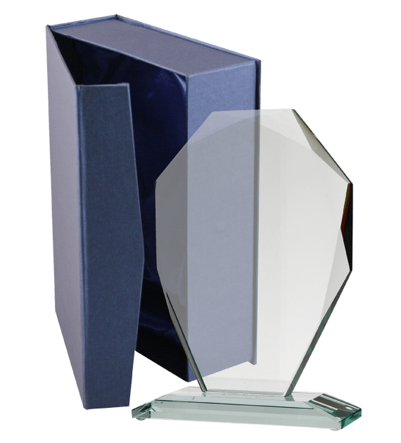 Glass trophy with presentation box