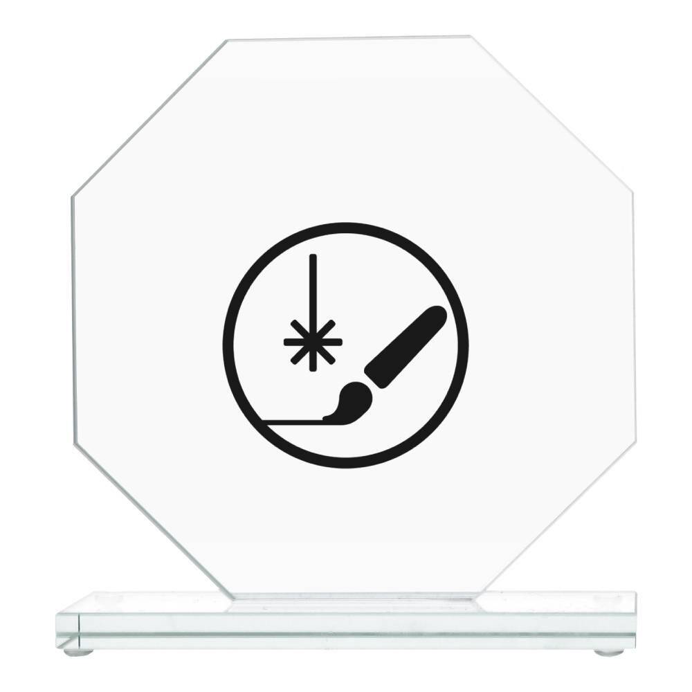 Glass award with engraving and paint filling