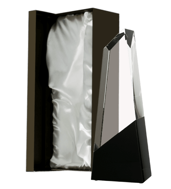 Glass trophy with presentation box