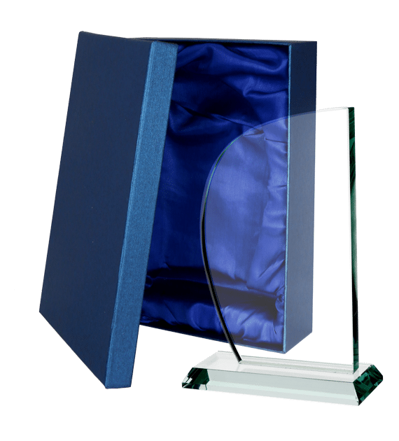 Glass trophy with presentation box