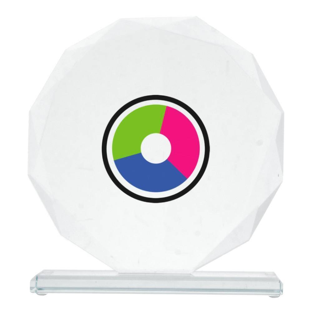 Glass award with UV printing