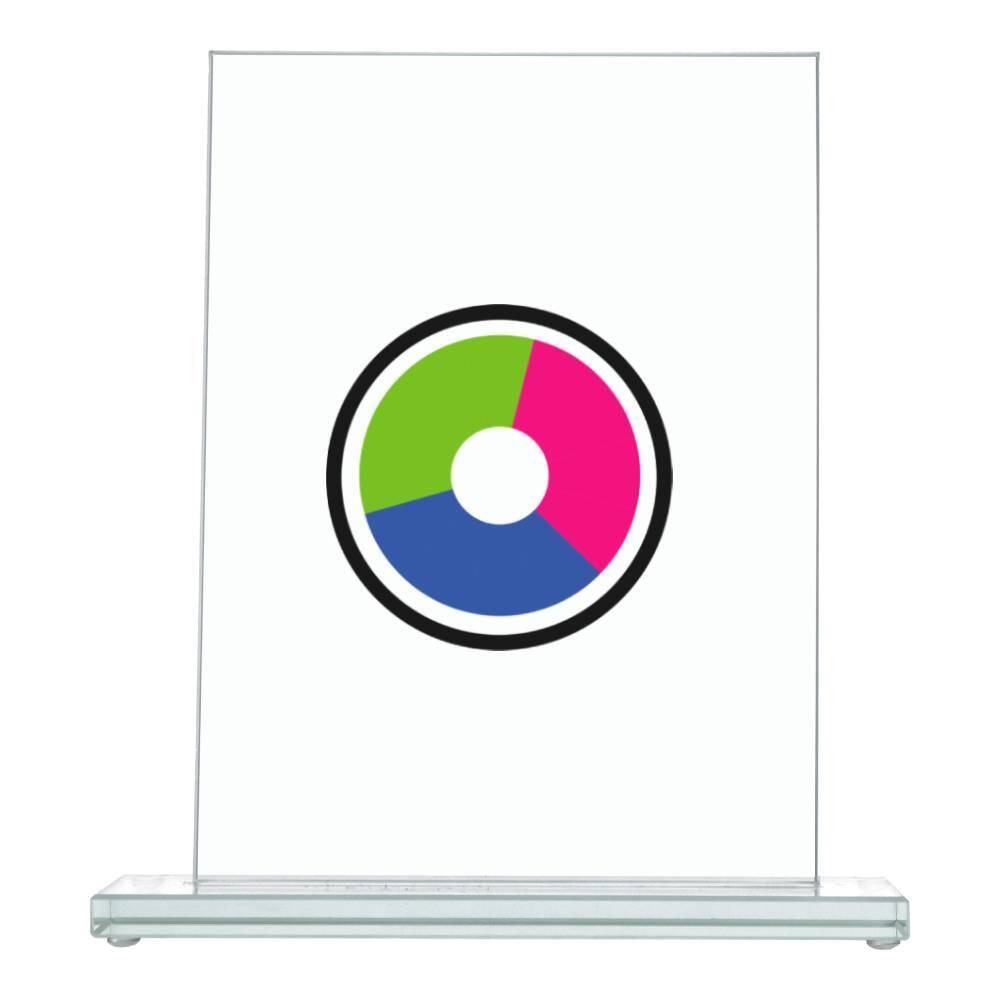 Glass award with UV printing