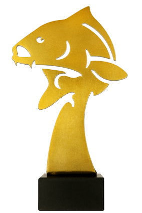Trofeum metalowe z marmurową podstawą - Wędkarstwo