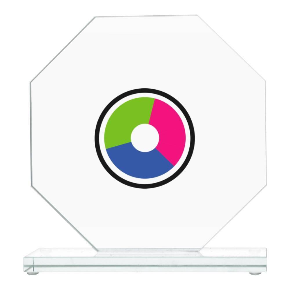 Glass award with UV printing