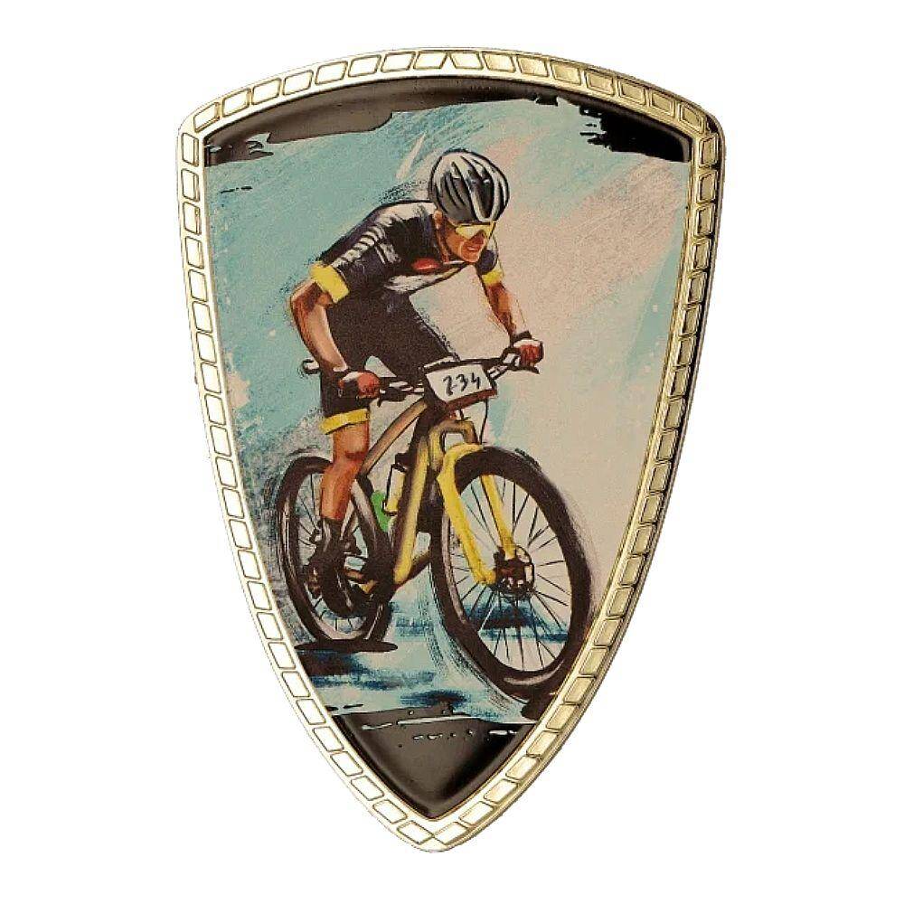 Tarcza plastikowa złota z nadrukiem - KOLARSTWO GÓRSKIE MTB