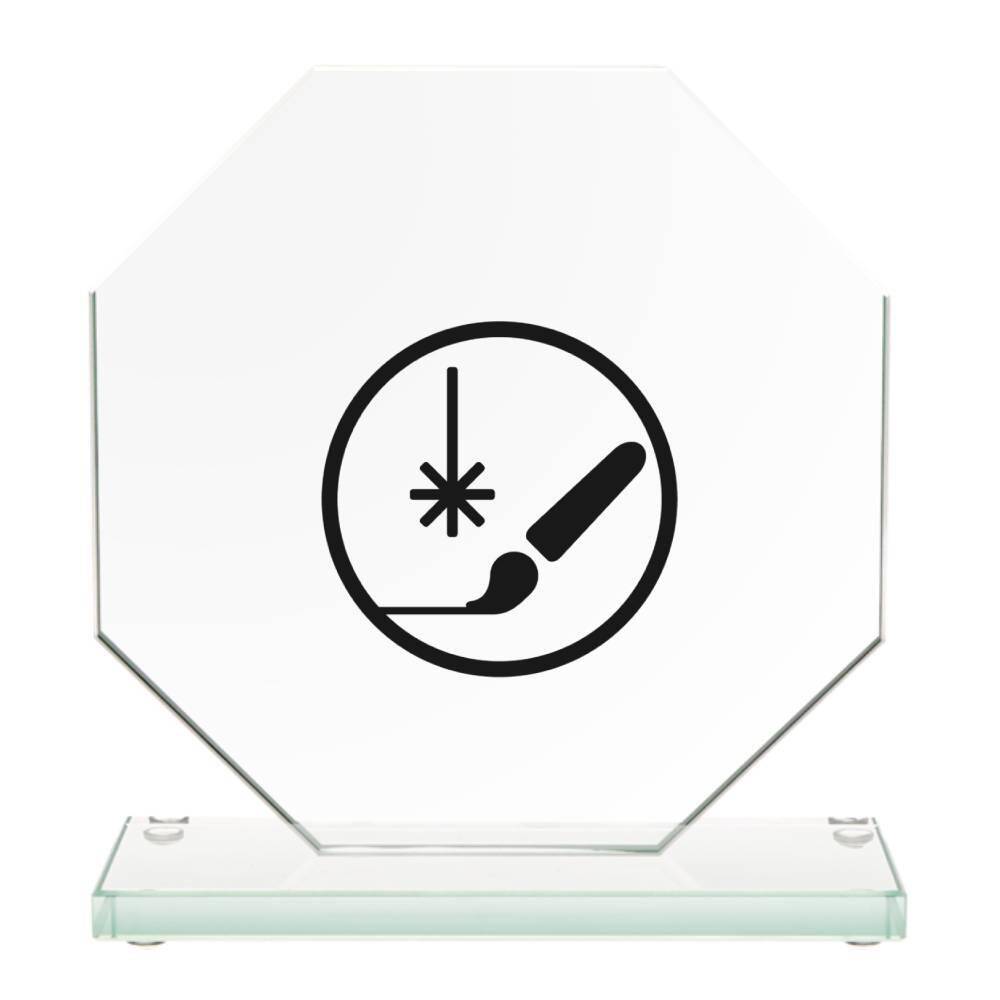 Glass award with engraving and paint filling