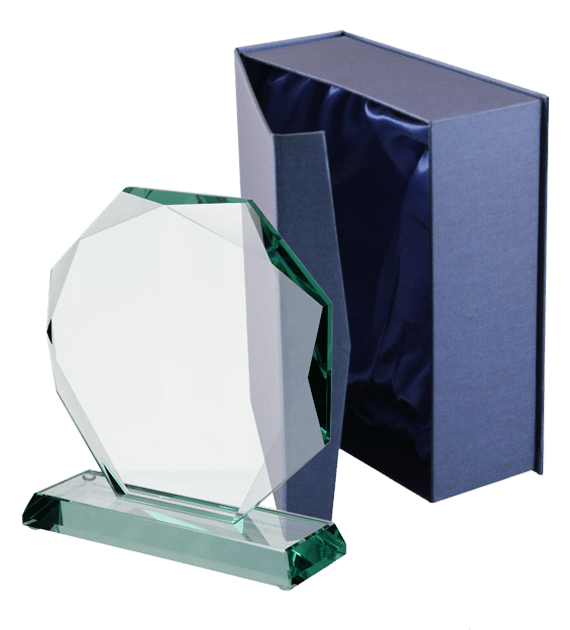 Glass trophy with presentation box