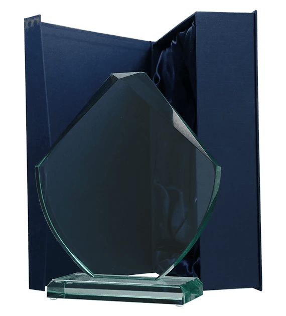 Glass trophy with presentation box