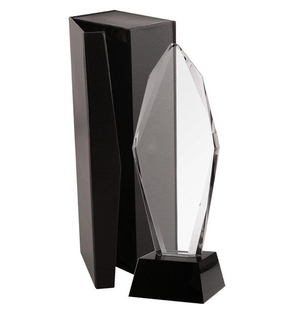 Glass trophy with presentation box
