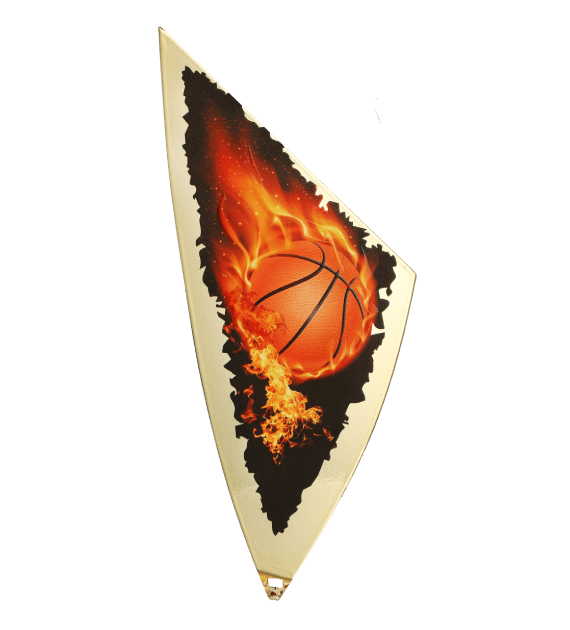 Metal shield with UV print - basketball