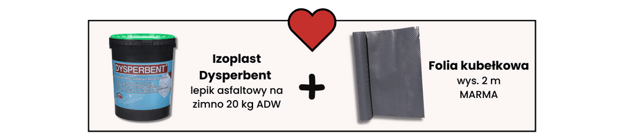 Izoplast dysperbent lepik asfaltowy 20 kg ADW oraz folia kubełkowa 2 m