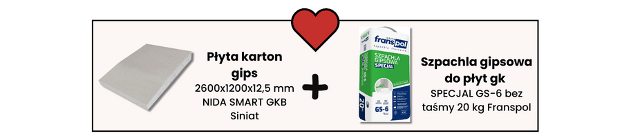 Płyta karton gips GK Siniat i szpachla gipsowa do płyt GK Franspol