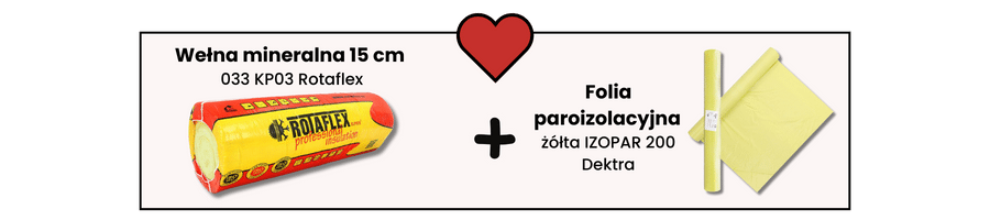 Wełna mineralna 15 cm Rotaflex i folia paroizolacyjna Dektra