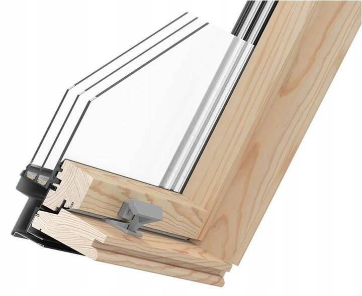 Przekrój okna RoofLITE+ TRIO PINE